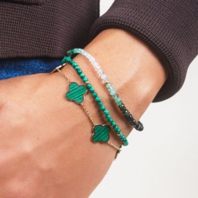 Emerald Ombre Bead Bracelet 14K Gold