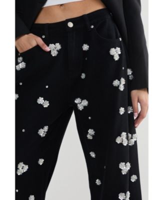 Limited Embellished Flower Applique Jean