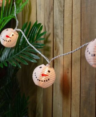 8.5' 10-Count White Snowman Paper Lantern Christmas Lights
