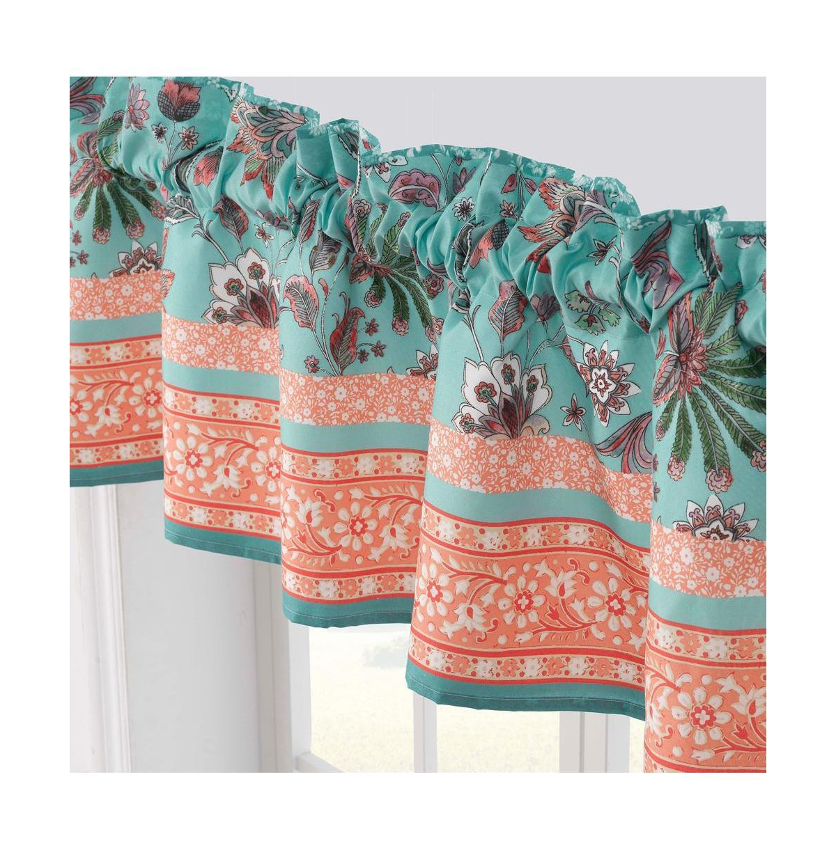 Barefoot Bungalow Audrey Window Valance Turquoise 84in x 16in + 2in by Barefoot Bungalow