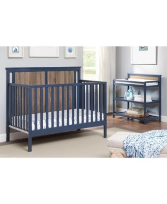 4-in-1 Convertible Crib in Midnight Blue and Vintage Walnut