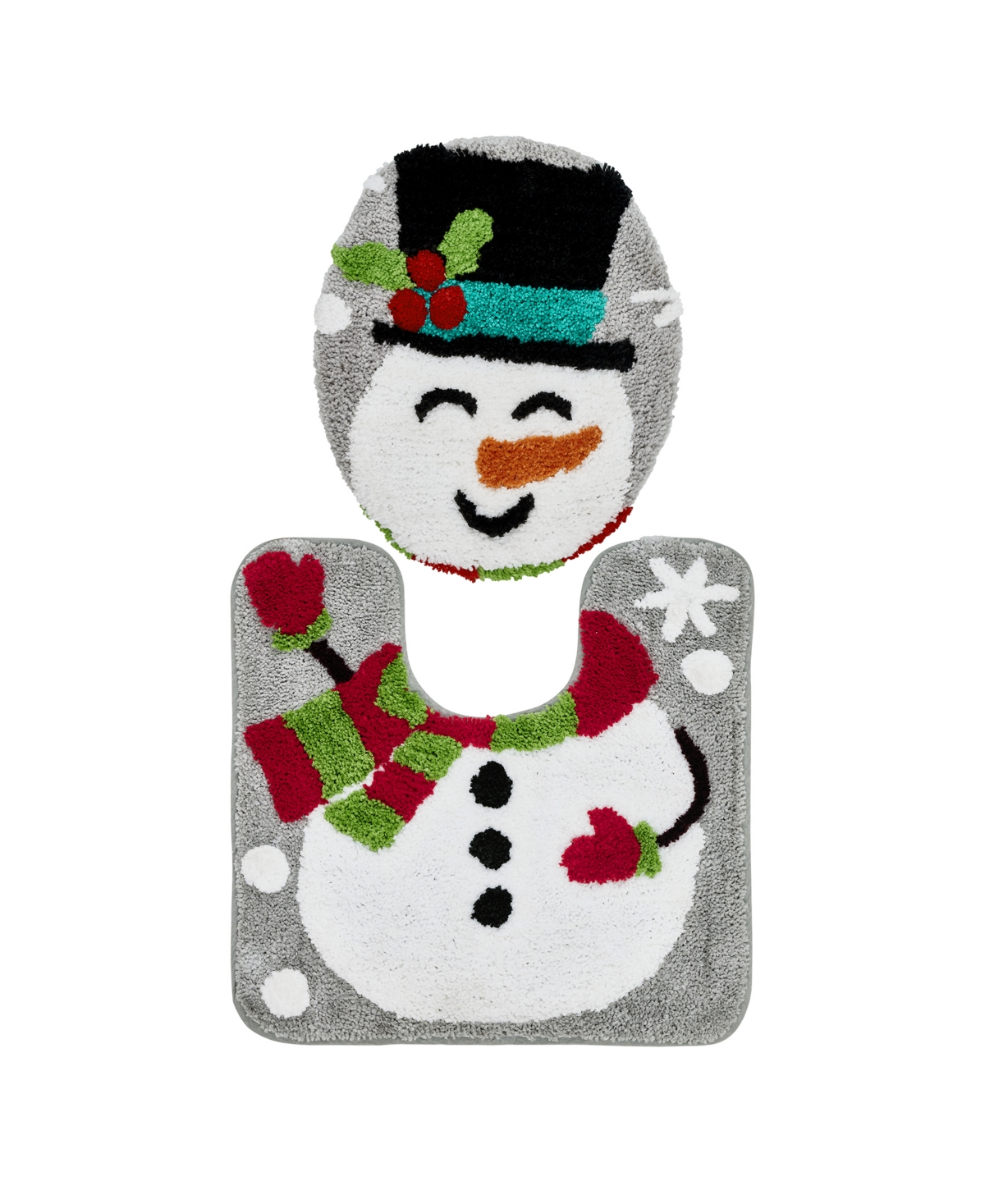 Vcny Home Snowman Holiday Bath Rug Set, 2 Count In Gray