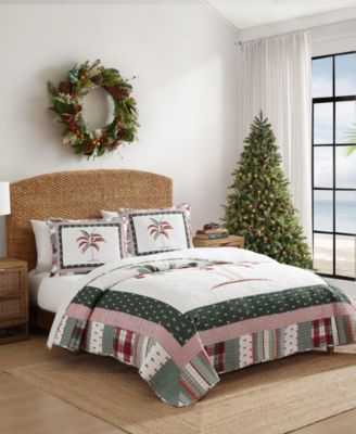 Tommy Bahama Palm Tree Patchwork Reversible 3-Pc. Quilt Set, King