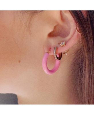 Sasha Pink Enamel Hoops