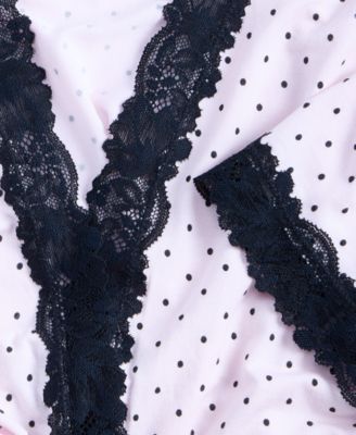 Women's Lace-Trim Knit Wrap Robe