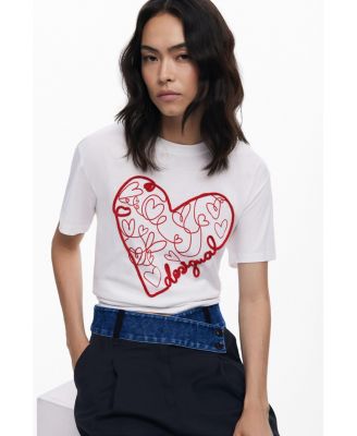 Women's T-shirt with embossed hearts