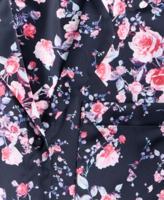 Women's Long-Sleeve Lace Trim Boxy Satin Notch Set