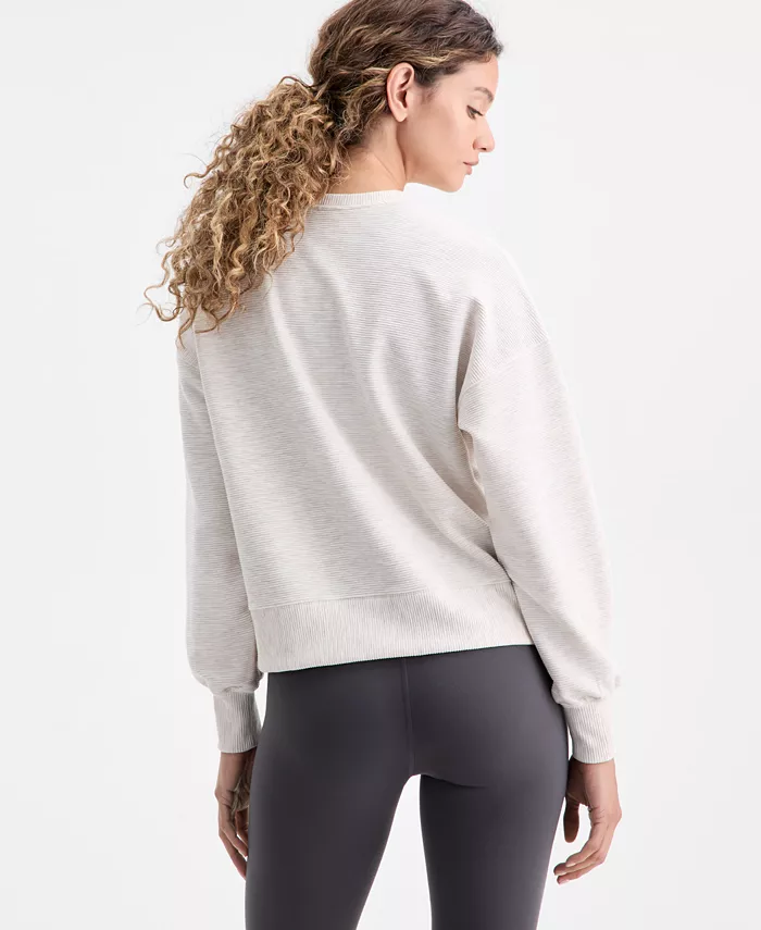 Women's Ribbed Knit Crewneck Sweatshirt - thumbnail 2
