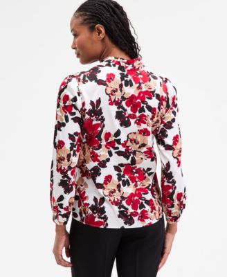 Women's Printed Pleated-Shoulder Top, Regular & Petite