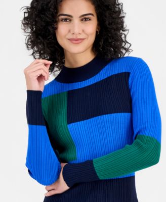 Women's Mock-Neck Colorblocked Sweater