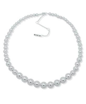 Nine West - Copper Coated Beads Silver-Tone Structured Collar Necklace