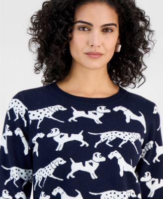 Women's Dog Jacquard Crewneck Sweater