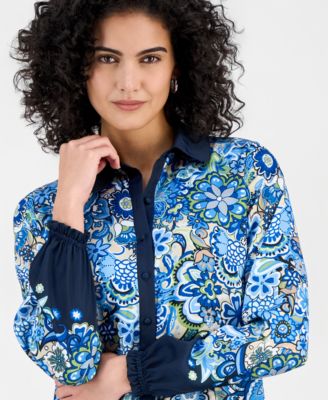 Women's Paisley Button-Front Blouse