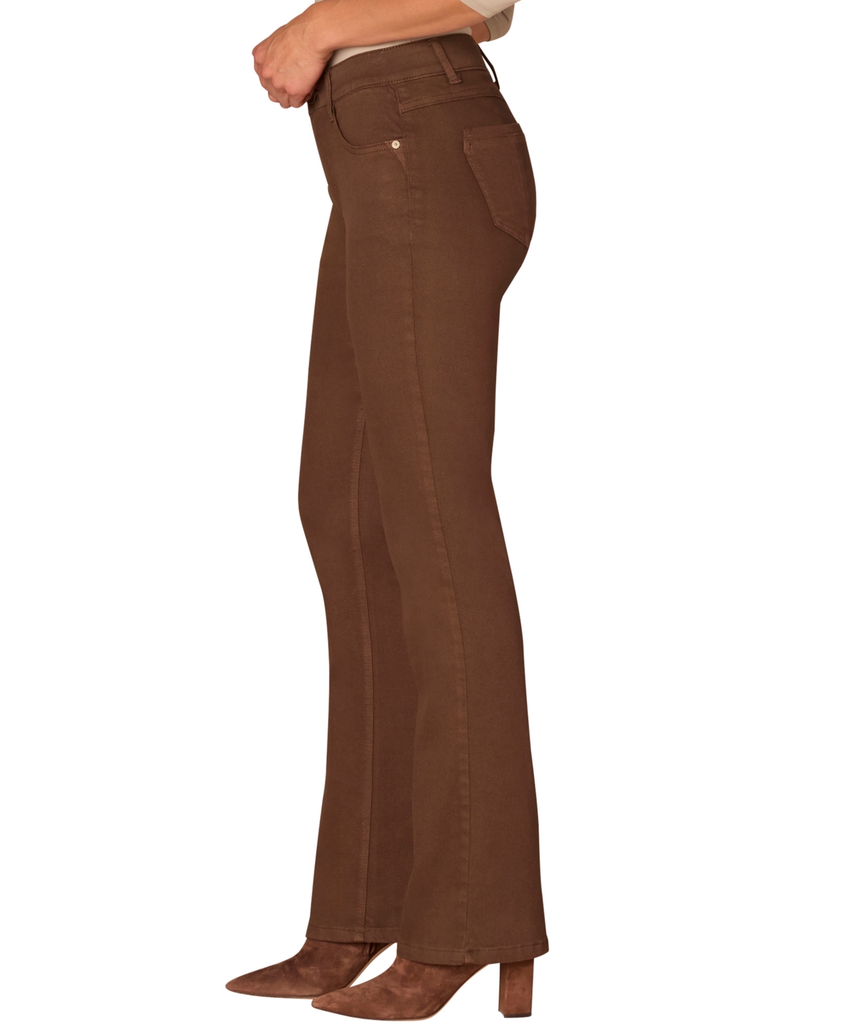 Democracy Petite Ab Solution Mid Rise Bootcut Pants In Brown