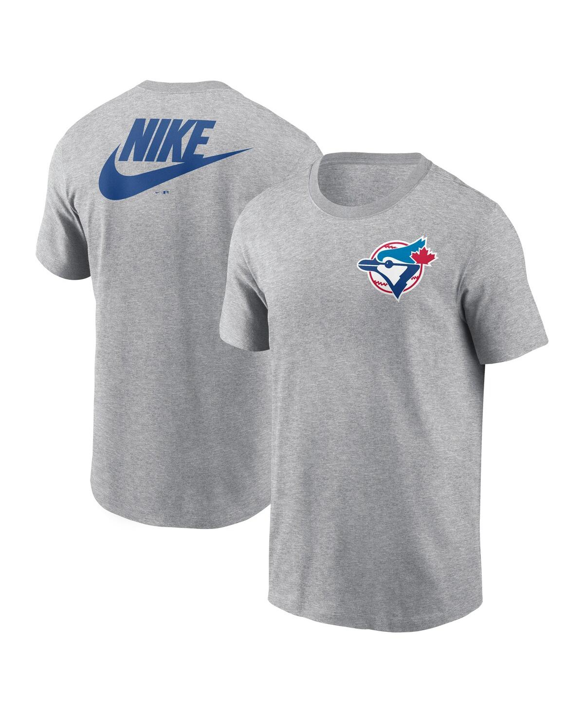 Nike Men's Heather Gray Toronto Blue Jays Cooperstown Collection Large Logo 2-hit T-shirt In Gray