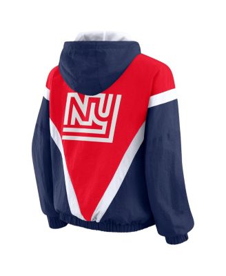 Women's Red/Royal New York Giants Retro Crinkle Full-Zip Hoodie Windbreaker