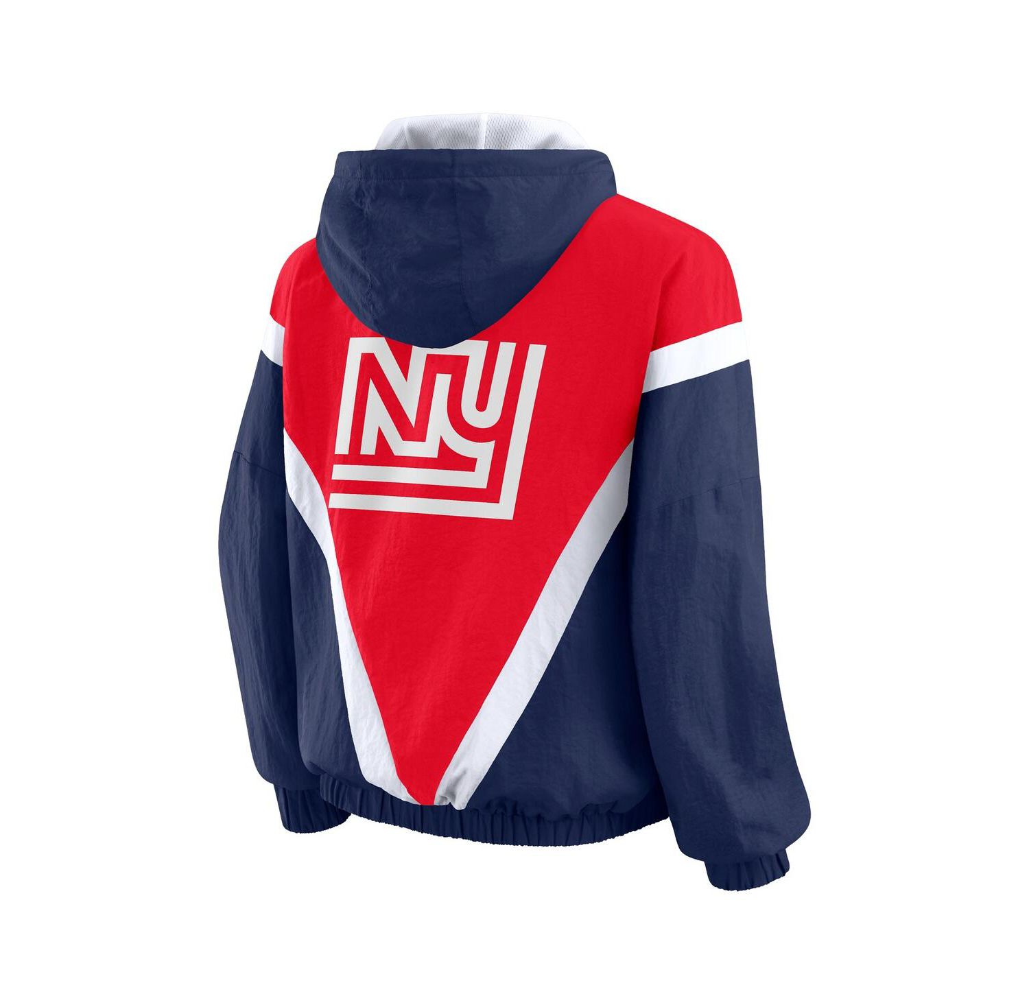 Women's Red/Royal New York Giants Retro Crinkle Full-Zip Hoodie Windbreaker