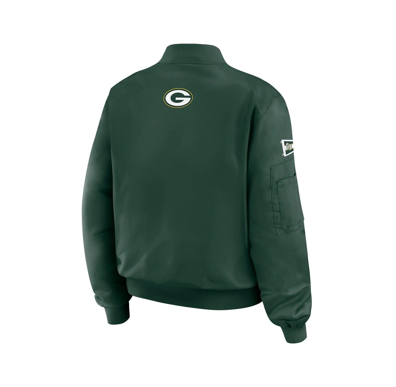 Women's Green Green Bay Packers Patch Full-Zip Bomber Jacket