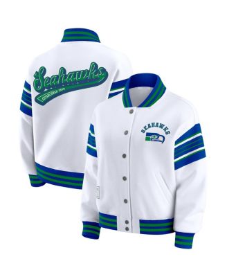 WEAR by Erin Andrews - Women's White Seattle Seahawks Full-Snap Fleece Sweatshirt Jacket
