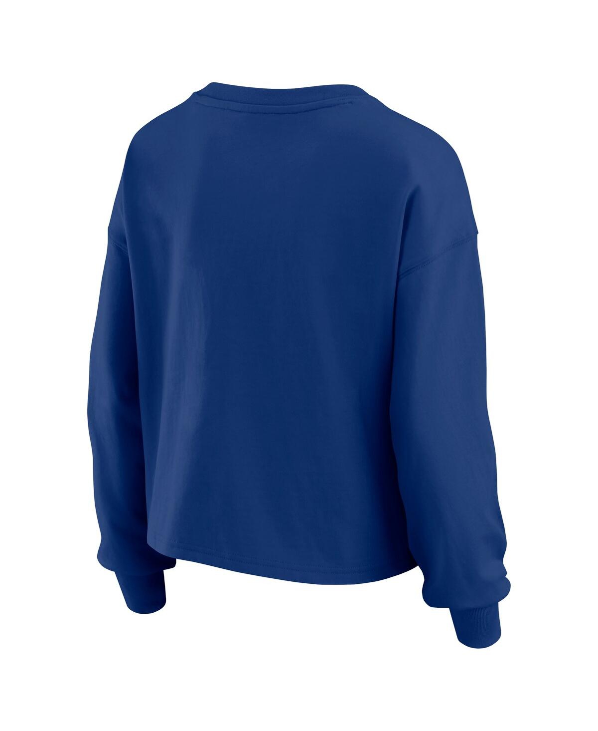 Wear By Erin Andrews Women's 2-piece Royal Los Angeles Dodgers Heavy Rugby Jersey Long Sleeve T-shirt And Shorts Lounge S In Blue