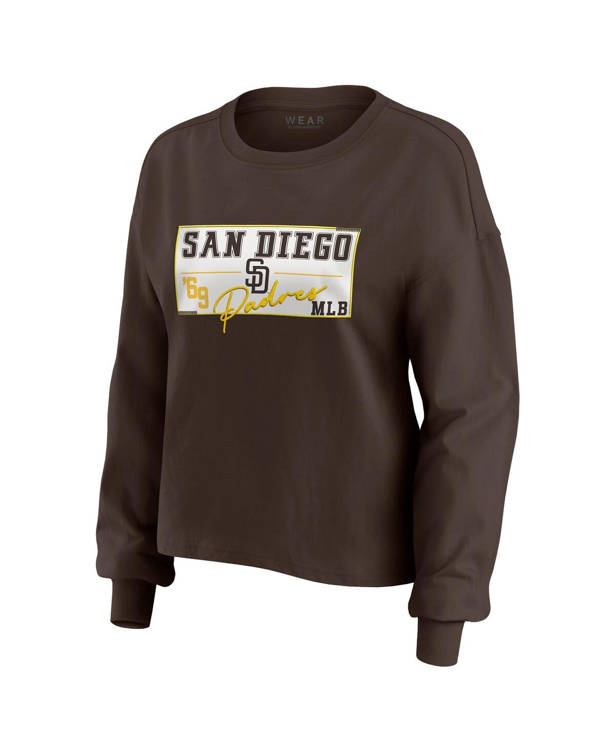 Wear By Erin Andrews Women's 2-piece Brown San Diego Padres Heavy Rugby Jersey Long Sleeve T-shirt And Shorts Lounge Set In Brown