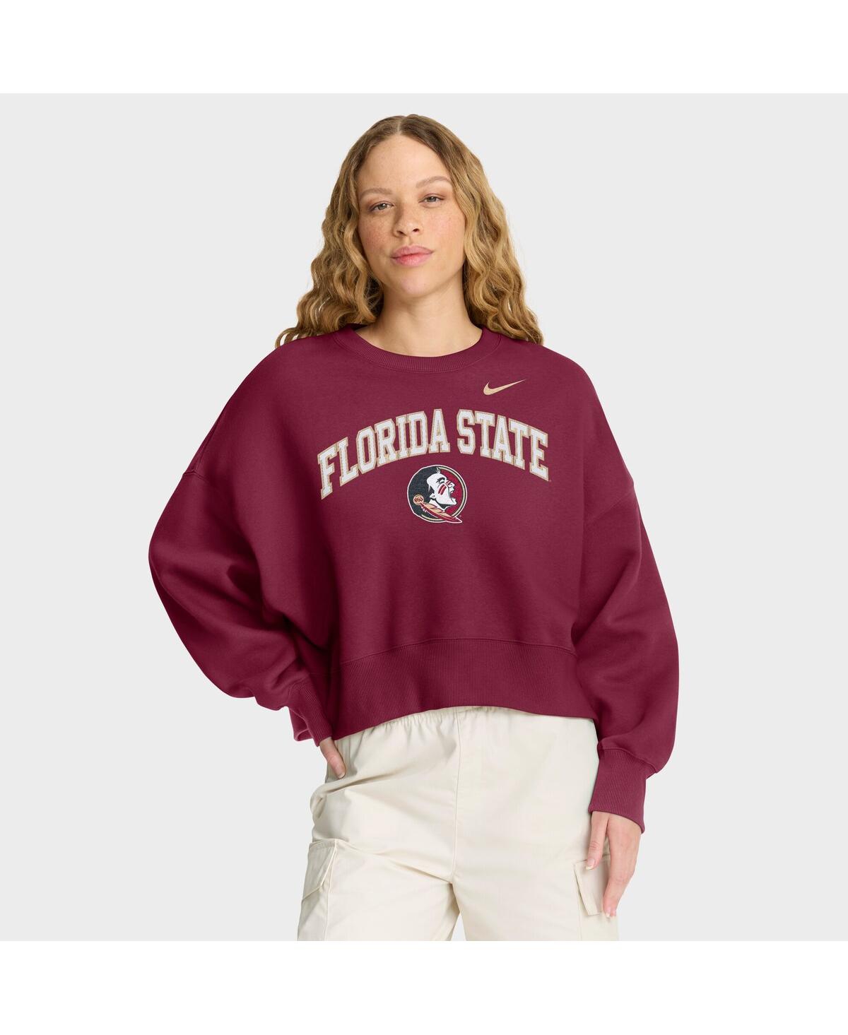 Nike Women's Garnet Florida State Seminoles Oversized Phoenix Arch Pullover Sweatshirt In Multi