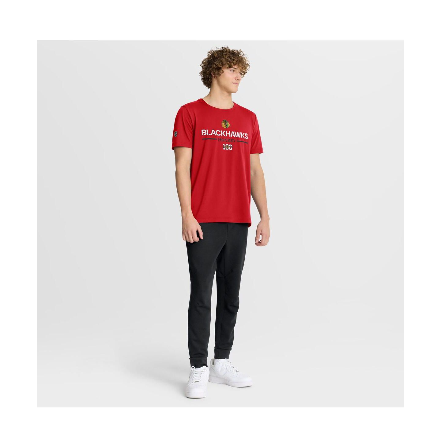 Мужская футболка Fanatics Red Chicago Blackhawks Authentic Pro Centennial Rink Tech — фото 3