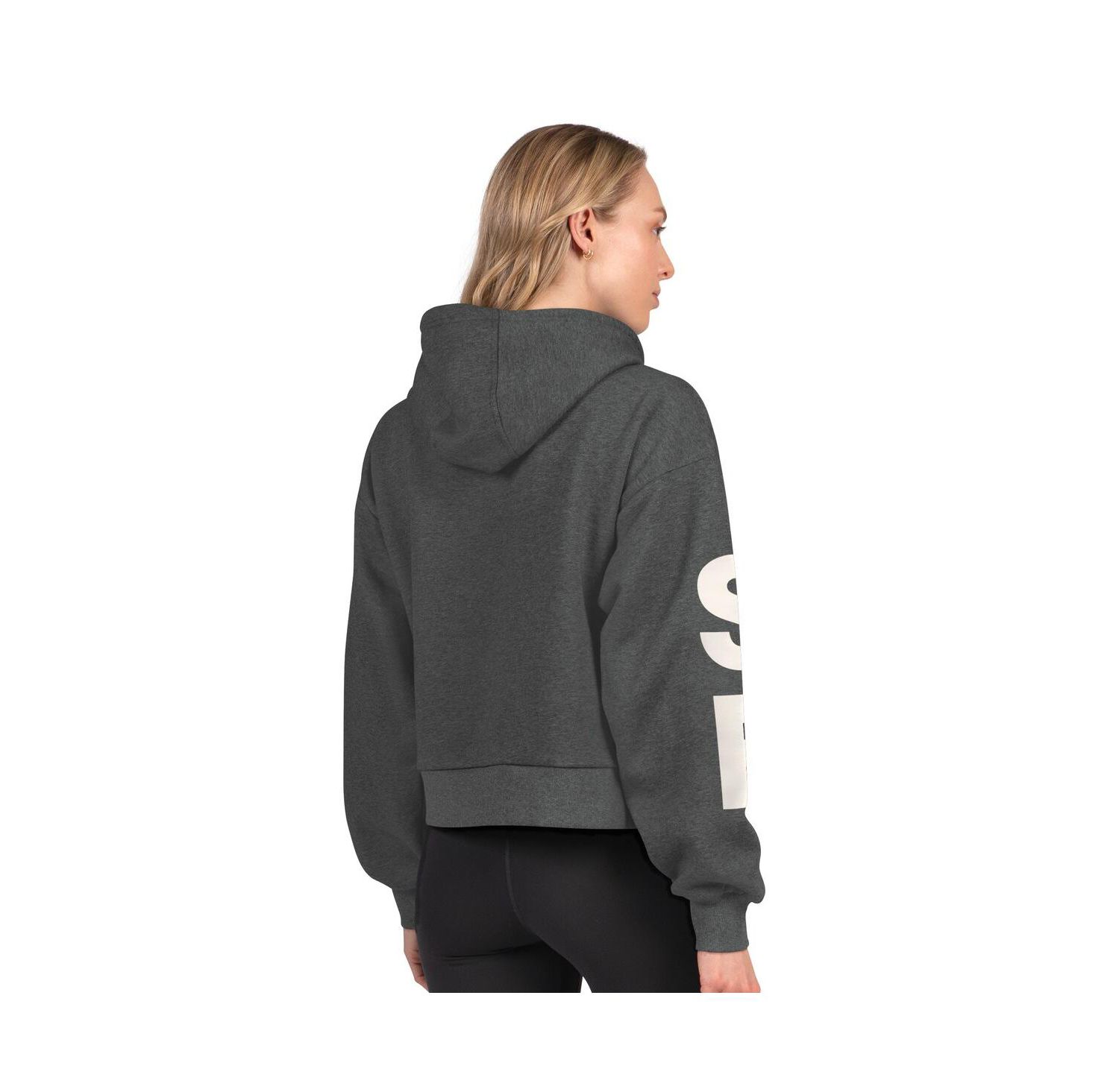 Women's Heather Charcoal San Francisco 49ers Star Player Cropped Fleece Pullover Hoodie