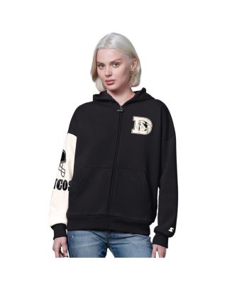 Starter Women's Black/White Denver Broncos 4th Down Full-Zip Hoodie ...
