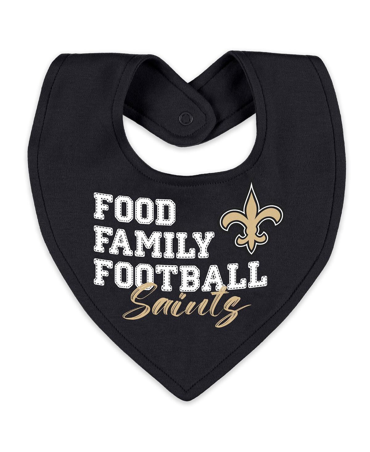 Wear by Erin Andrews Baby Boys and Girls Newborn New Orleans Saints Sleep Play Full-Zip Sleeper Bib Set