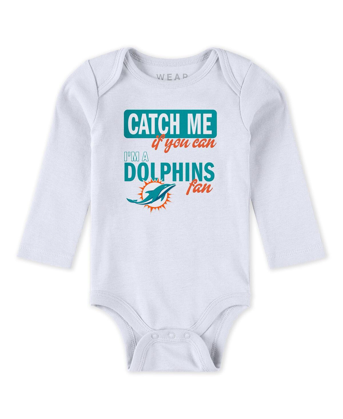Wear By Erin Andrews Baby Boys And Girls Newborn 3-piece Miami Dolphins Turn Me Around Bodysuits Pant Set In White