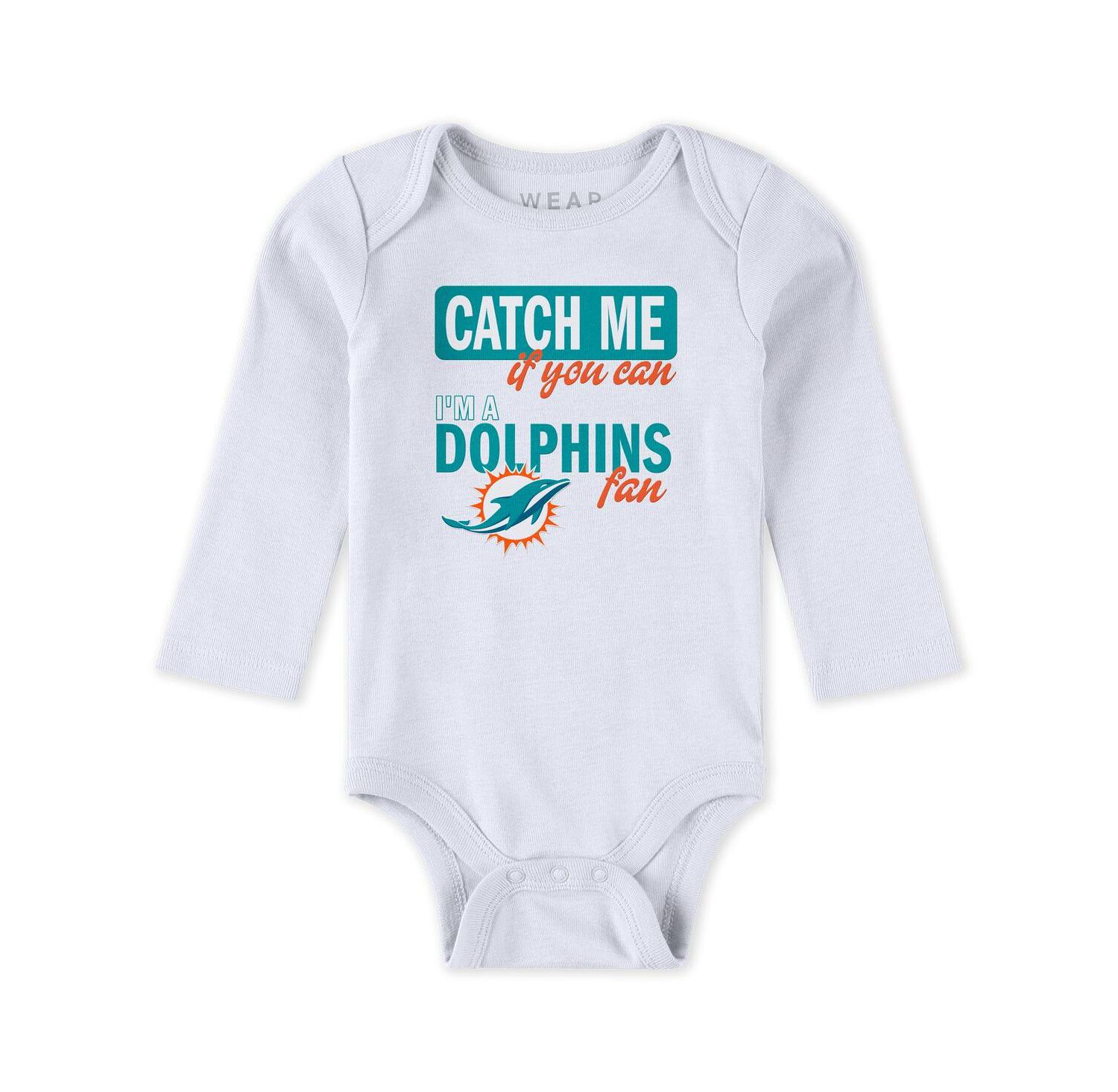 Baby Boys and Girls Newborn 3-Piece Miami Dolphins Turn Me Around Bodysuits and Pant Set