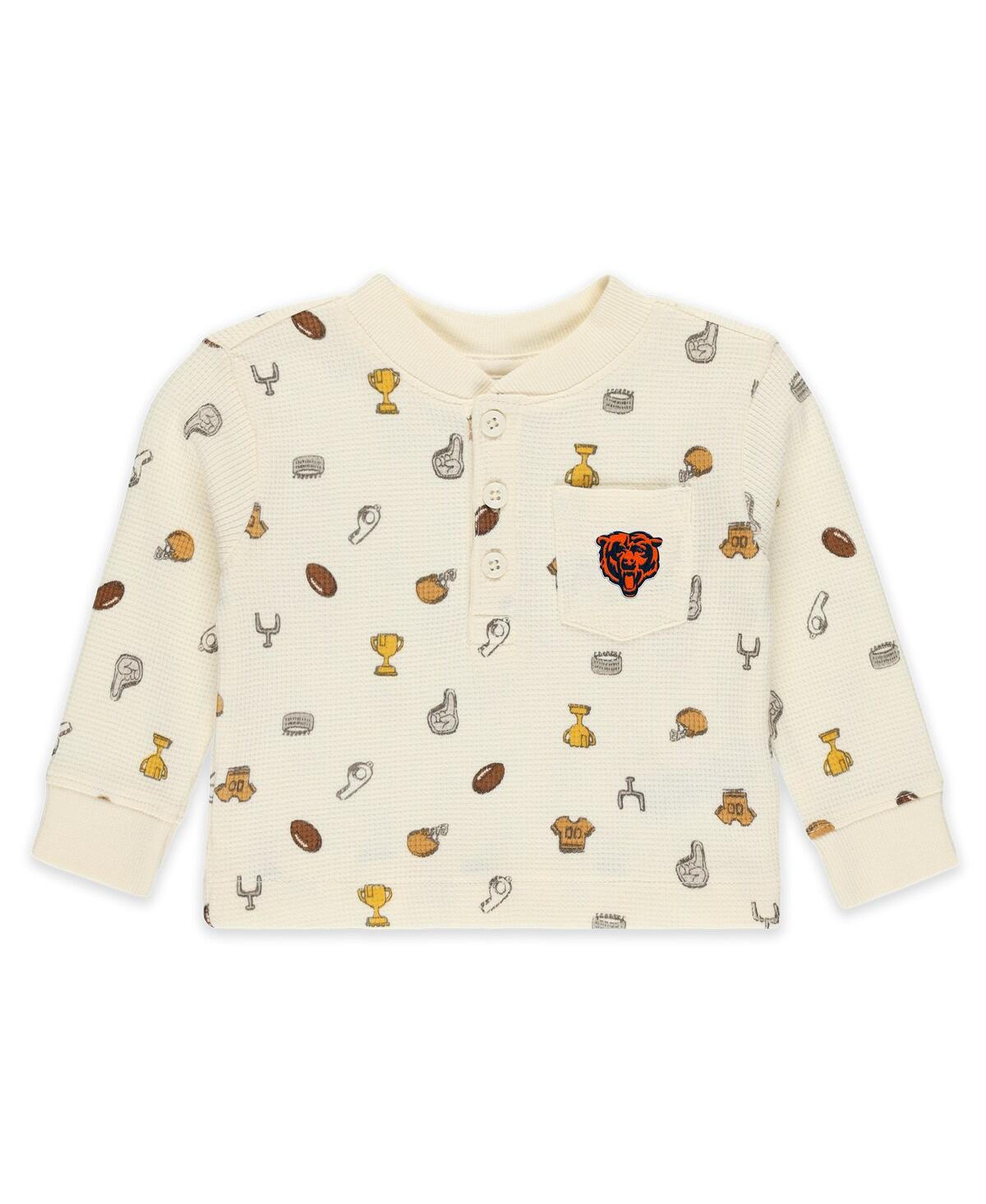 Wear By Erin Andrews Baby Boys And Girls 2-piece Cream Chicago Bears Waffle-knit Sleep Set In Neutral