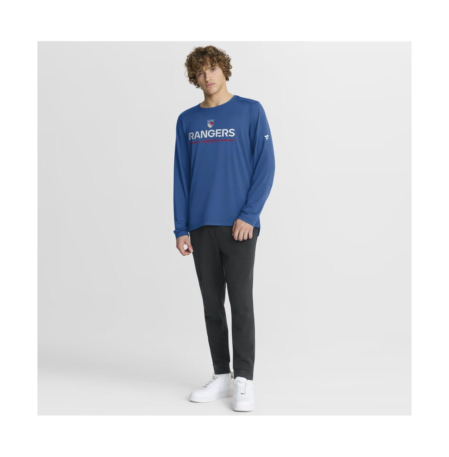 Мужская футболка Fanatics Blue New York Rangers Authentic Pro Rink Centennial Tech Long Sleeve — фото 3
