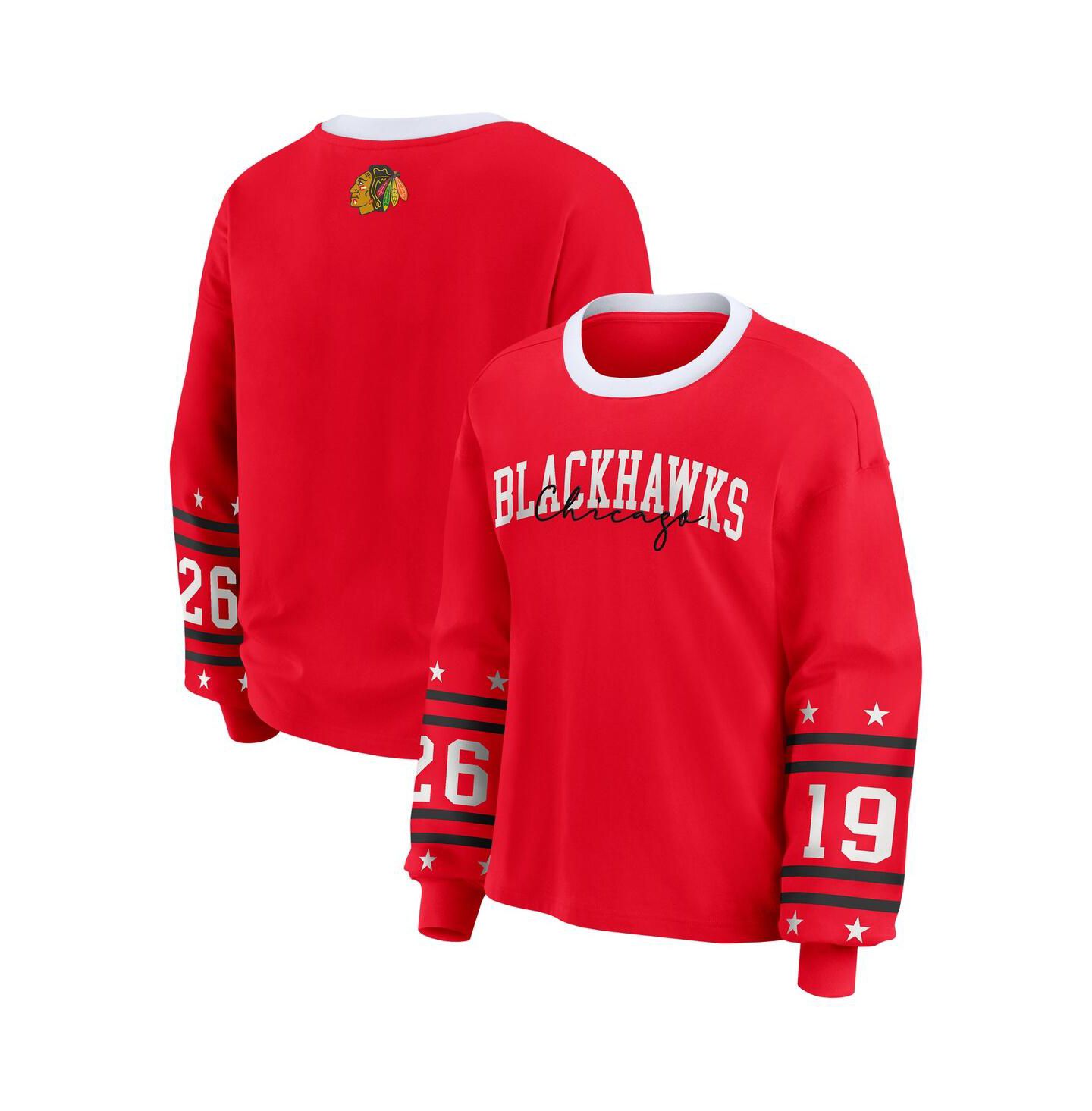 Женская футболка WEAR by Erin Andrews Red Chicago Blackhawks Long-Sleeve Sport — фото 1