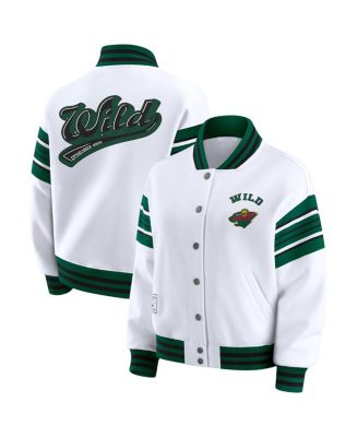 WEAR by Erin Andrews - Women's White/Green Minnesota Wild Full-Snap Fleece Sweatshirt Jacket
