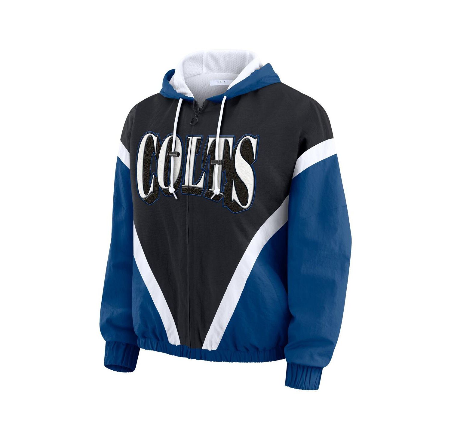 Women's Black/Royal Indianapolis Colts Plus Size Retro Crinkle Full-Zip Hoodie Windbreaker Jacket