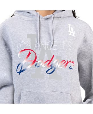 Women's Heather Gray Los Angeles Dodgers Shadow Logo Graphic Pullover Hoodie