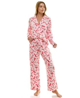 Women's Long Sleeve Top and Bottom 2-Piece Notch Collar Set