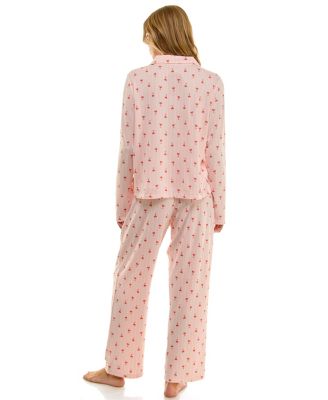 Women's Long Sleeve Top and Bottom 2-Piece Notch Collar Set