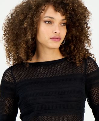 Petite Ruffle Pointelle Sweater