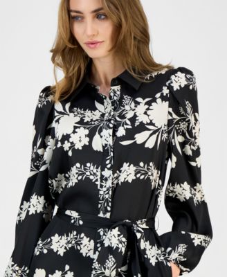 Petite Printed Tiered Shirt Dress