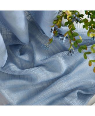 Abbey Faux Linen Textured Semi Sheer Privacy Sun Light Filtering Transparent Window Grommet Curtain Panels, Set of 2