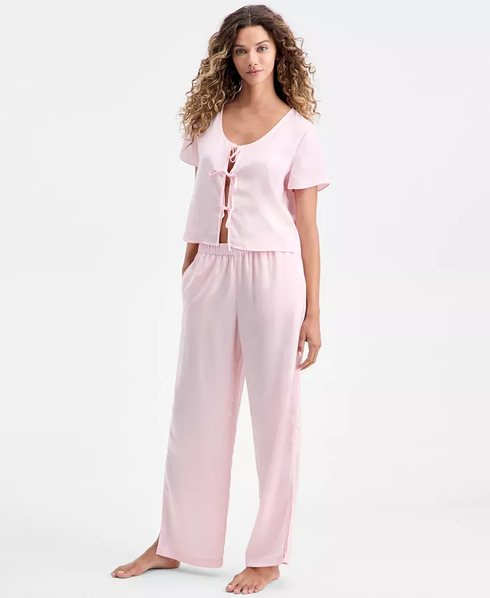 Women's 2-Piece Short-Sleeve Top and Pants Pajama Set