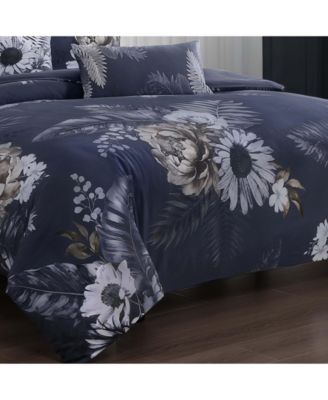 Forget Me Not 100% Cotton Sateen 5 Piece Reversible Comforter Set, Queen