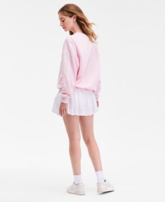 Juniors' Foldover-Waist Eyelet-Embroidered Skort