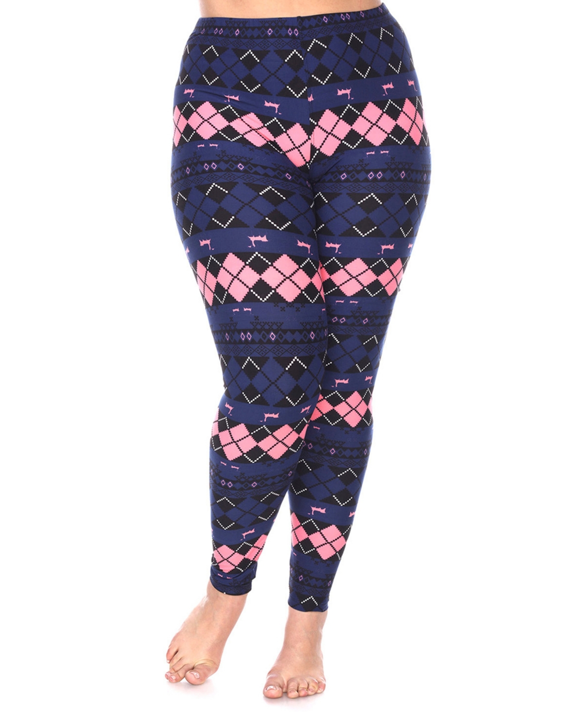 White Mark Plus Size Holiday Legging Pants, 3-pack In Multi
