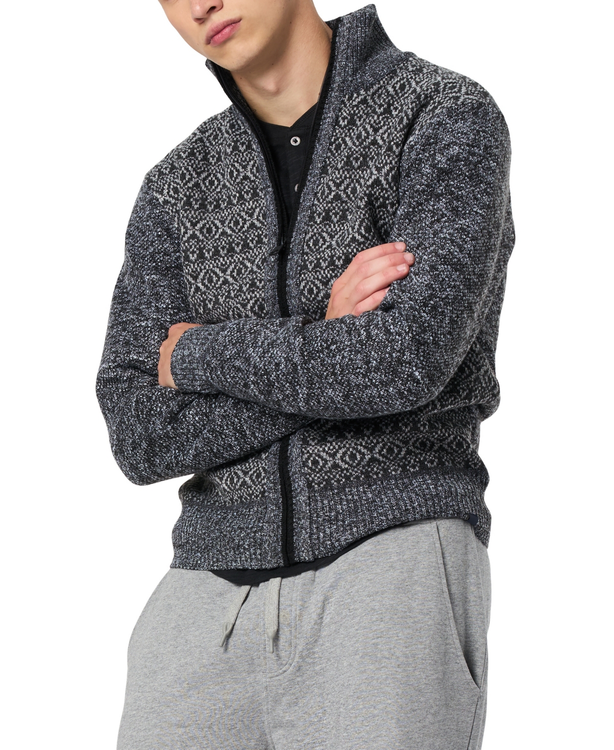 Buffalo David Bitton Men's Wintor Relaxed Colorblock Cable Knit Sweater In Gray