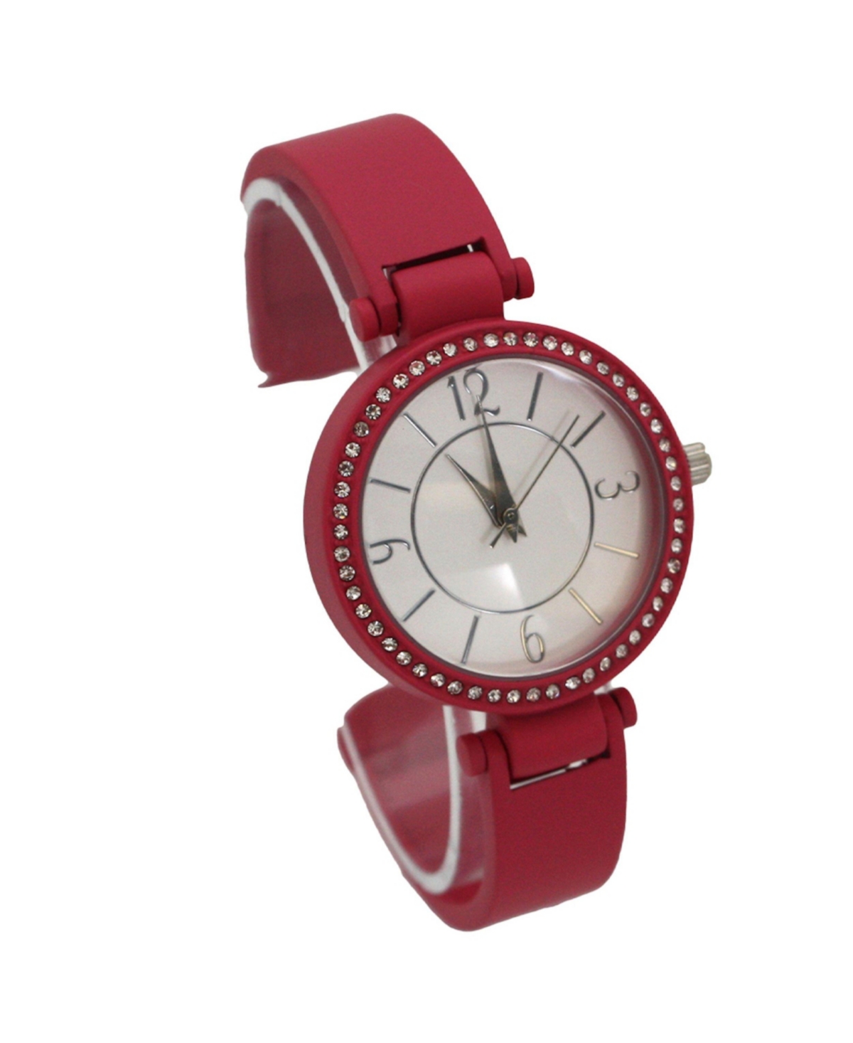 Hot Pink Solid Colors And Rhinestone Detail Bangle Watch