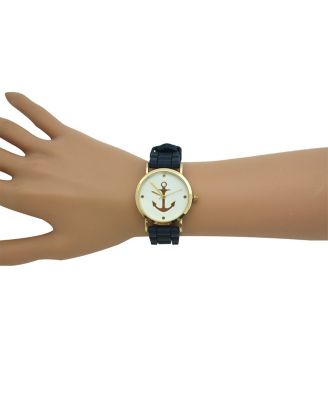 Navy Anchor Emblem Silicone Band Watch